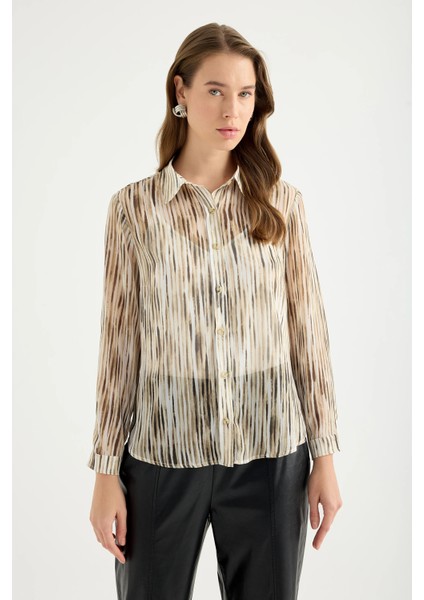 Desenli Şifon Gömlek