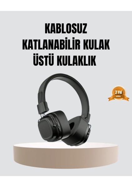 Bfs Bluetooth Kablosuz Kulak Üstü Kulaklık Katlanabilir Konforlu ve Şık Tasarımlı