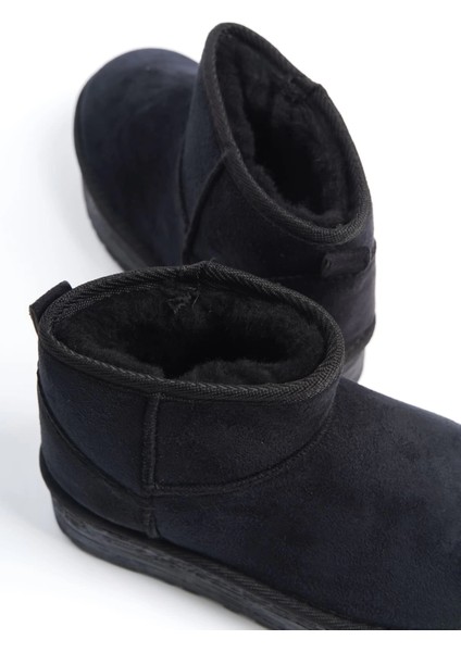 Amelıa Bağcıksız Düz ve Kalın Taban Içi Kürklü Kısa Süet Kadın Bot Sst - Siyah indirimleri