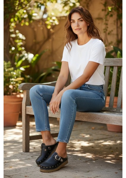 Önü Kapalı Siyah Yumusak Taban Ortopedik Rahat Topuklu Kadın Terlik fırsatları