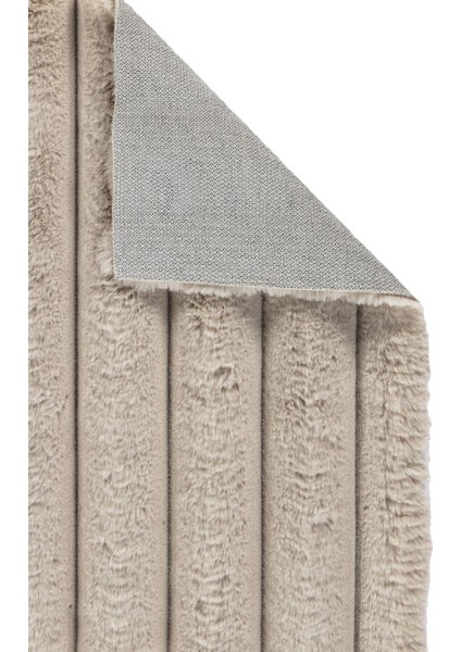 Apex Linio 8053 Bej - Modern Dekoratif Peluş Halı – Yumuşak Dokulu, Kaymaz Keten Tabanlı, Yıkanabilir fırsatları