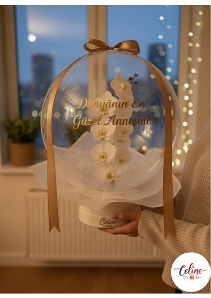 Dünyanın En Güzel Annesine Balonlu Orkide Hediye Kutusu Öğretmenler Günü Sevgililer Günü Doğum Günü fiyatları