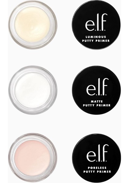 Putty Primer Trio Gözeneksiz, Mat ve Parlak Makyaj Bazı Seti, Seyahat Boy