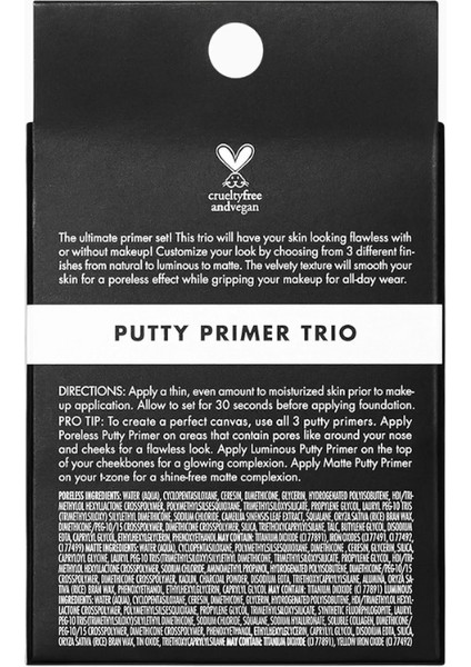 Putty Primer Trio Gözeneksiz, Mat ve Parlak Makyaj Bazı Seti, Seyahat Boy fırsatları