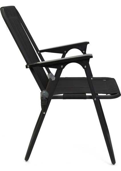 Litea 2 Adet Kamp Sandalyesi Katlanır Piknik Sandalye ve Bardaklık Siyah