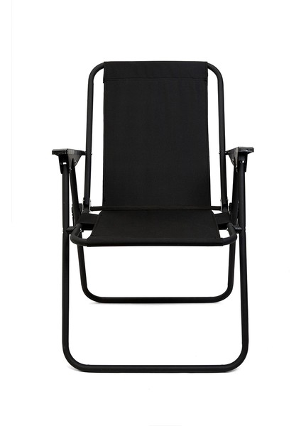 Litea 2 Adet Kamp Sandalyesi Katlanır Piknik Sandalye ve Bardaklık Siyah