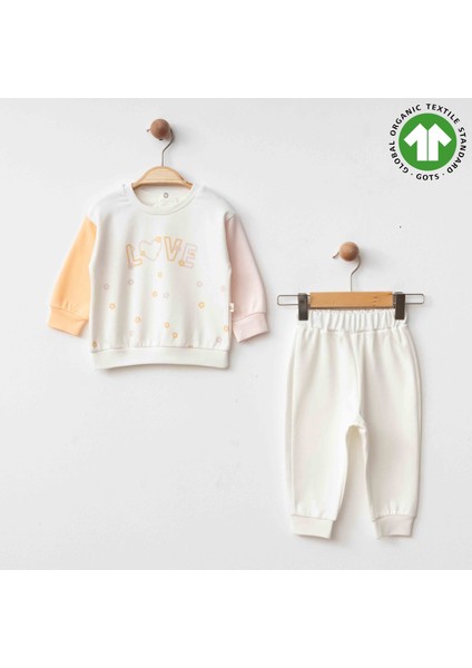 %100 Organik Pamuk Gots Sertifikalı Love Bebek Takım