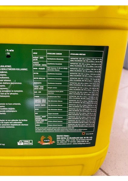 Meb %10 Zn 20 Lt Çinkolu Gübre Çözeltisi fiyatları