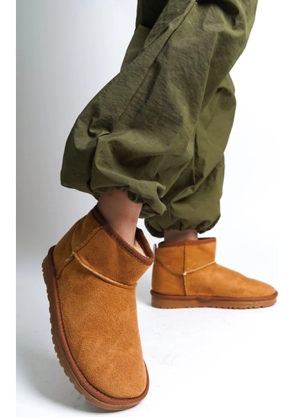 Jolıe Bağcıksız Düz Taban Içi Kürklü Kısa Süet Kadın Bot Stt - Taba fiyatları