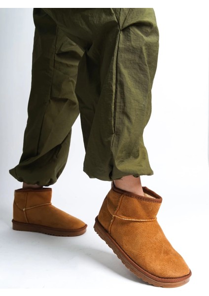 Jolıe Bağcıksız Düz Taban Içi Kürklü Kısa Süet Kadın Bot Stt - Taba modelleri