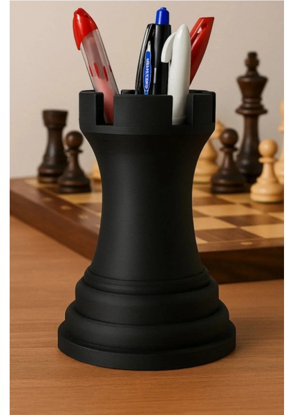 Satranç Kalesi Formunda Modern Masa Kalemliği
