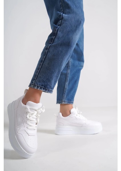 Alessı Bağcıklı Ortopedik Taban Kadın Sneaker Spor Ayakkabı Cbt - Beyaz