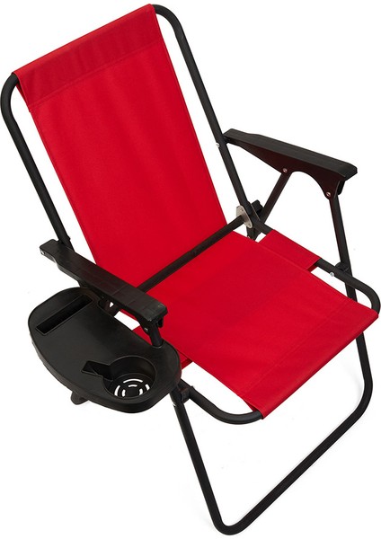 Litea 4 Adet Kamp Sandalyesi Katlanır Piknik Sandalye ve Bardaklık Kırmızı modelleri
