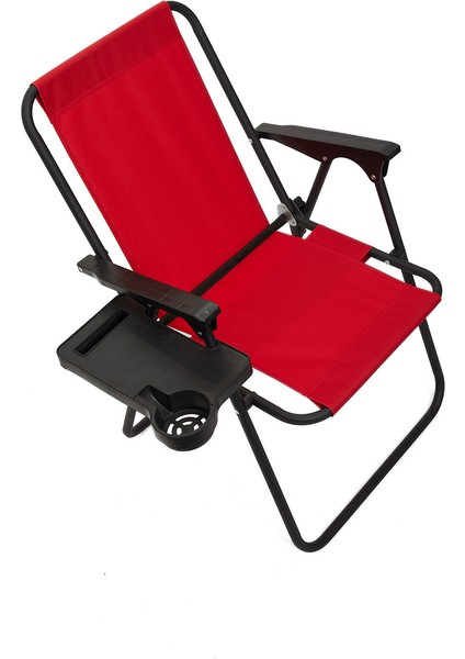 Litea 4 Adet Kamp Sandalyesi Katlanır Piknik Sandalye ve Bardaklık Kırmızı fırsatları