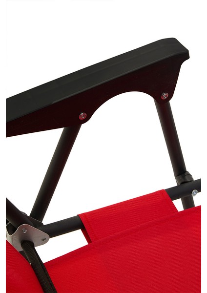 Litea 4 Adet Kamp Sandalyesi Katlanır Piknik Sandalye ve Bardaklık Kırmızı