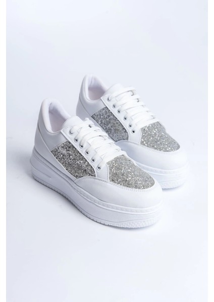 Mıpa Bağcıklı Ortopedik Taban Simli Kadın Sneaker Spor Ayakkabı Cbt - Beyaz fırsatları