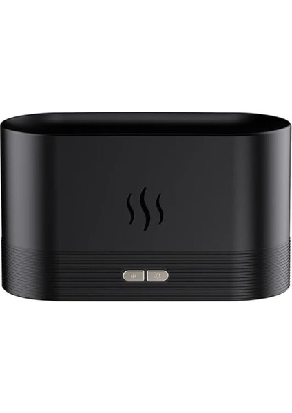 Renkli Şömine Tasarımı Hava Nemlendirici, Aromaterapi Özellikli Oda Kokusu, LED Işıklı Alev Efektli Buhar Makinesi (Siyah)