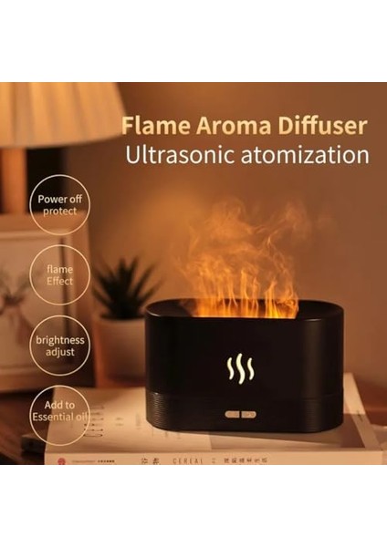 Renkli Şömine Tasarımı Hava Nemlendirici, Aromaterapi Özellikli Oda Kokusu, LED Işıklı Alev Efektli Buhar Makinesi (Siyah) modelleri