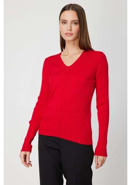 65496 Onteks V Yaka Yakası Düğmeli Kazak fiyatları