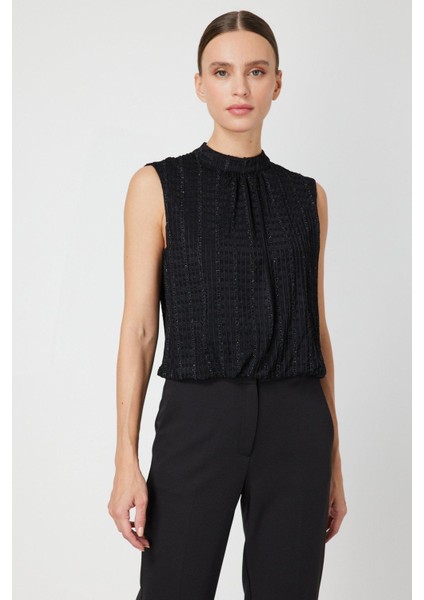 62309 Onteks Bluz Kolsuz Dik Yaka Balon