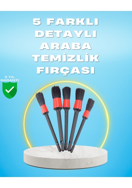 Drnds 5'li Araba Temizlik Fırçaları-Farklı Boyutlu Fırçalarla Derinlemesine Temizlik