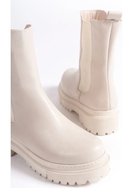 Lora Bağcıksız Lastikli Ortopedik Taban Kadın Bot Ckt - Krem indirimleri