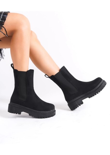 Lora Bağcıksız Lastikli Süet Ortopedik Taban Kadın Bot Sst - Siyah fiyatları
