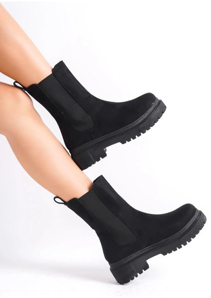 Lora Bağcıksız Lastikli Süet Ortopedik Taban Kadın Bot Sst - Siyah modelleri