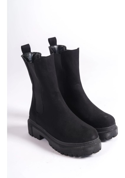 Lora Bağcıksız Lastikli Süet Ortopedik Taban Kadın Bot Sst - Siyah fırsatları