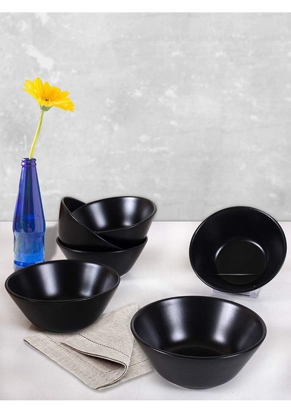 Mat Siyah Hitit Çorba Kasesi 14 cm 6 Adet
