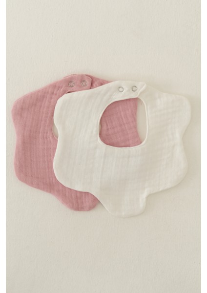 2'li Organik Pamuk 8 Katlı Multi Müslin Çiçek Model Kız Bebek Salya ve Mama Önlüğü, Fular