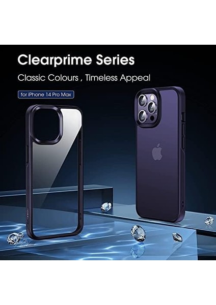Iphone 14 Pro ile Uyumlu Serisi Arkası Cyrstal Clear Şeffaf Kenarları Premium Silikon Asla Sararmayan Kılıf (Derin Mor) modelleri