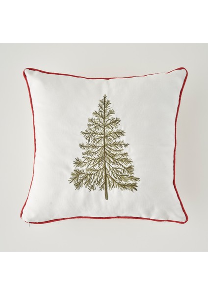 New Year Yılbaşı Nakışlı Kırlent Kılıfı Beyaz (43x43 cm)