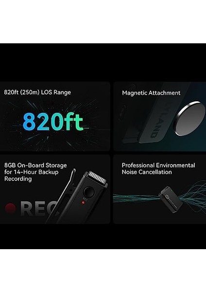 Lark Max Kablosuz Lavalier Mikrofon Sistemi, 2 Verici Alıcı Seti, Siyah, 2.4g Afh, 250 M (820 Ft), Taşınabilir Mini Takmalı Mikrofon, Kamera/mobil Cihaz/bilgisayar Için. modelleri