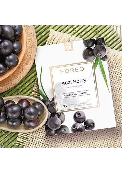 Foreo Acai Berry Pürüzsüzleştirici 3&apos;lü Kağıt Maske