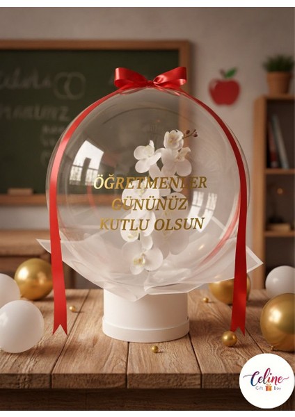 Kişiye Özel Mesajlı Beyaz Orkide Hediye Kutusu Öğretmenler Günü Sevgililer Günü Doğum Günü Hediyesi
