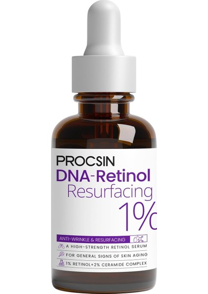 Procsın %1 Retinol & Seramide Complex Serum, Yoğun Kırışıklık Karşıtı & Cilt Yenileyici, Onarıcı & Besleyici Bakım Serumu, 30 ml