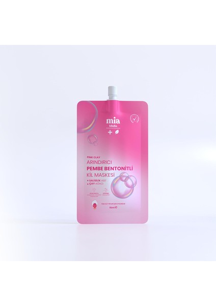 Mia Klinika Siyah Nokta Karşıtı, Gözenek Sıkılaştırıcı Bentonitli Pembe Kil Maskesi 15 ml