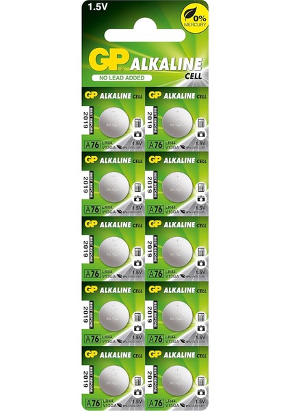 Batteries A76 LR44 Düğme Pil, 1.5 Volts, Gri