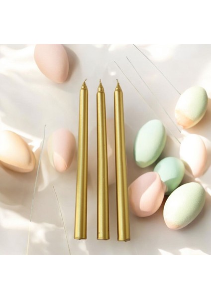 10'lu Metalik Gold-Şamdan Mum-Konik Mum fırsatları