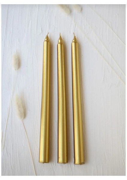 10'lu Metalik Gold-Şamdan Mum-Konik Mum indirimleri