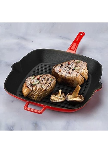 Döküm Tava, Metal Saplı, 28X28 Cm, Kırmızı modelleri