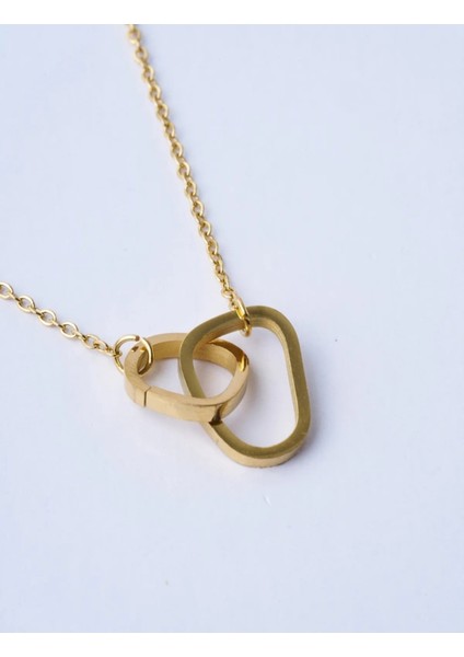 Kilitli Kolye Düzensiz Daire Gold Paslanmaz Çelik modelleri