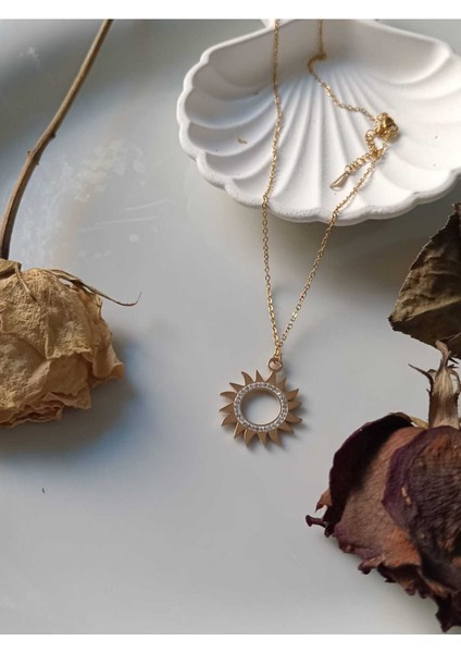 Yıldız Altın Sarısı Taşlı Gold Çelik Kolye indirimleri