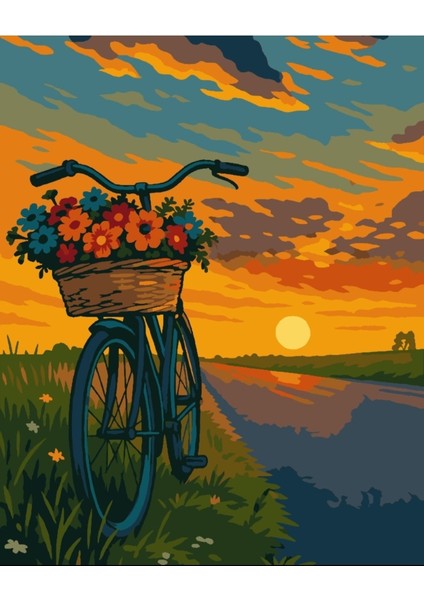 Sayılarla Boyama Seti 40X50 cm (Çıtalı) Fırça Boya Dahil Numaralı Tuval Bisiklet Dağ Manzaralı fırsatları