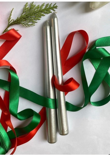 2'li Metalik Gri-Şamdan Mum-Konik Mum fiyatları