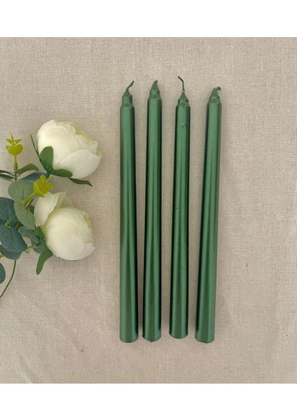 2'li Metalik Yeşil -Şamdan Mum-Konik Mum indirimleri