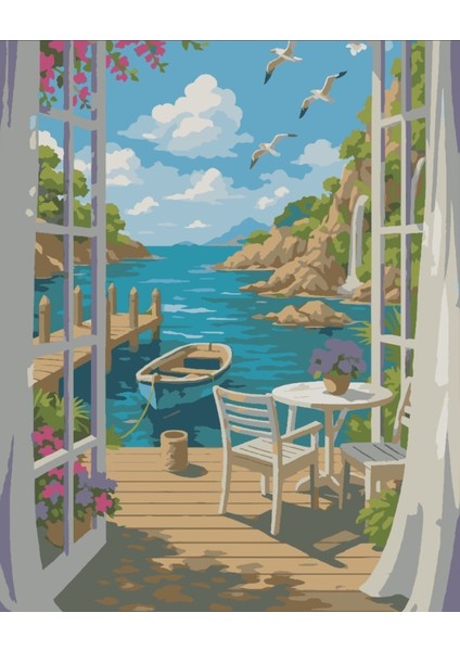 Sayılarla Boyama Seti 40X50 cm (Çıtalı) Fırça Boya Dahil Numaralı Tuval Cam Manzaralı fırsatları