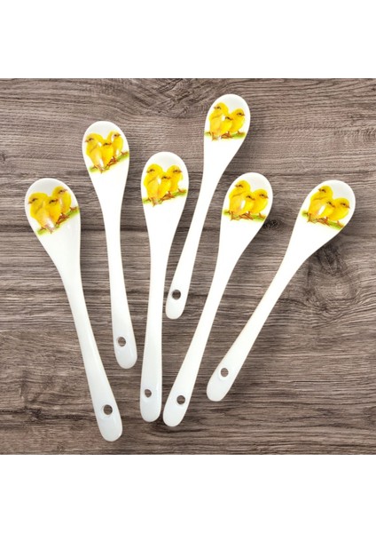 Civciv Desenli Porselen Mini Kaşık 6'lı