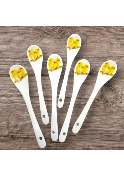 Civciv Desenli Porselen Mini Kaşık 6'lı modelleri